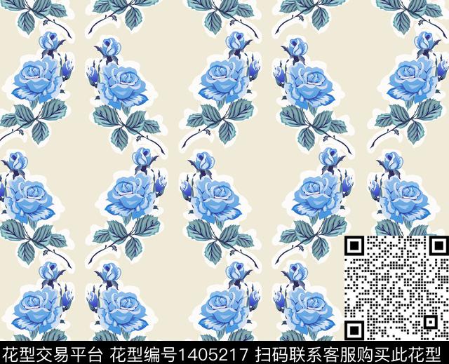 连衣裙花卉大牌风数码印花华亿平台下载（图片编号: 1405217） - 瓦栏（Walan）