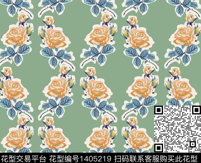 连衣裙花卉大牌风数码印花华亿平台下载（图片编号: 1405219） - 瓦栏（Walan）