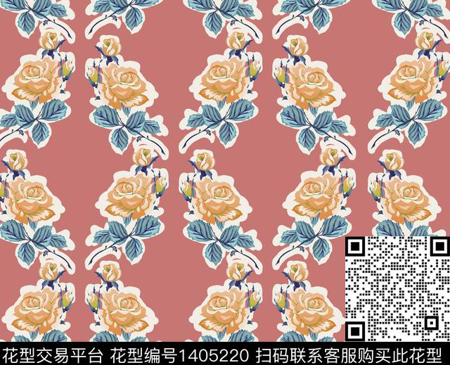 连衣裙花卉大牌风数码印花华亿平台下载（图片编号: 1405220） - 瓦栏（Walan）