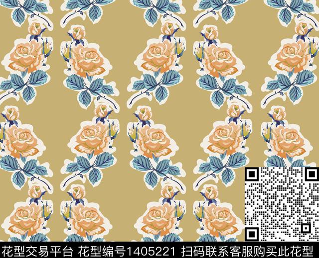 连衣裙花卉大牌风数码印花华亿平台下载（图片编号: 1405221） - 瓦栏（Walan）