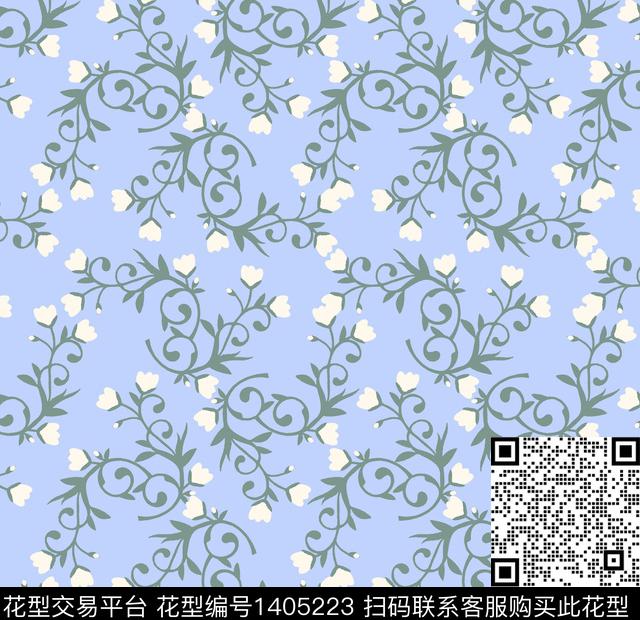 连衣裙花卉大牌风数码印花华亿平台下载（图片编号: 1405223） - 瓦栏（Walan）