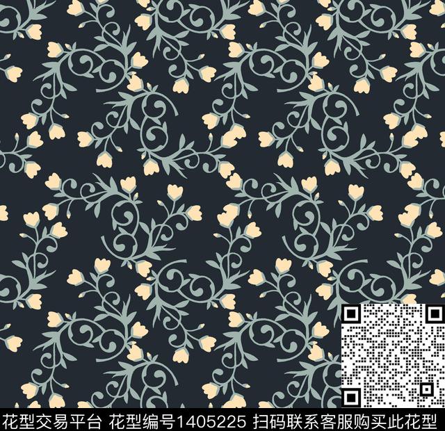 连衣裙花卉大牌风数码印花华亿平台下载（图片编号: 1405225） - 瓦栏（Walan）