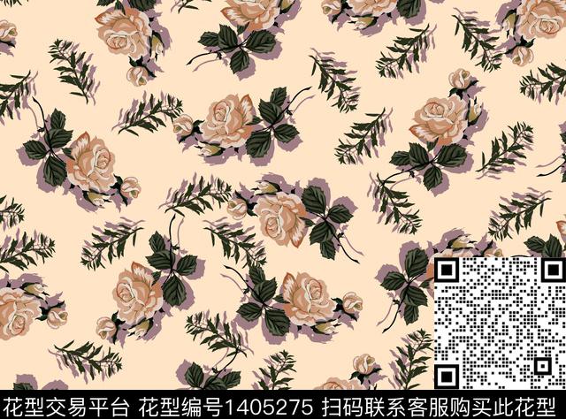 连衣裙衬衫花卉传统印花华亿平台下载（图片编号: 1405275） - 瓦栏（Walan）