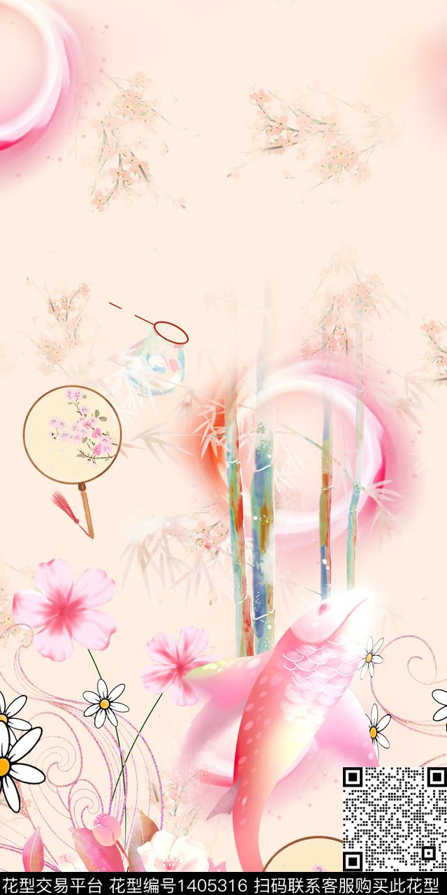 定位花花卉旗袍传统印花华亿平台下载（图片编号: 1405316） - 瓦栏（Walan）