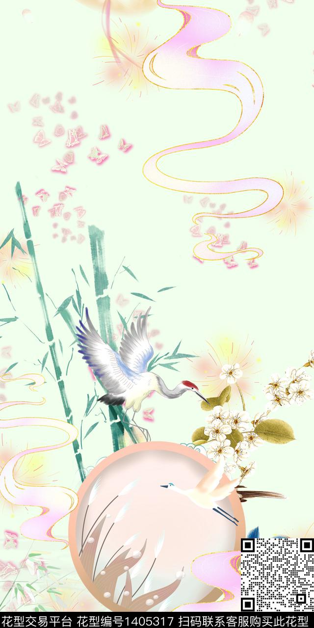 定位花花卉旗袍传统印花华亿平台下载（图片编号: 1405317） - 瓦栏（Walan）