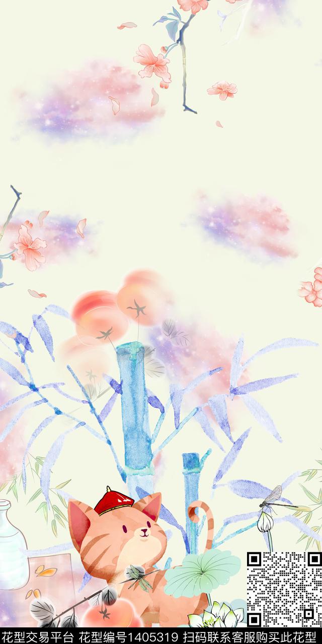 定位花花卉旗袍传统印花华亿平台下载（图片编号: 1405319） - 瓦栏（Walan）