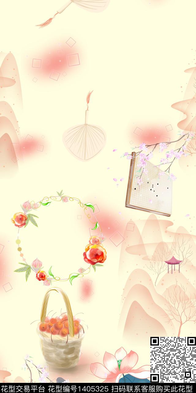 定位花花卉旗袍传统印花华亿平台下载（图片编号: 1405325） - 瓦栏（Walan）