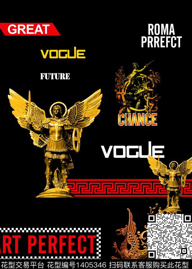 定位花几何字母数码印花华亿平台下载（图片编号: 1405346） - 瓦栏（Walan）