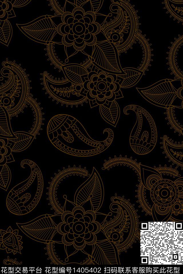 印度佩斯利民族风数码印花华亿平台下载（图片编号: 1405402） - 瓦栏（Walan）