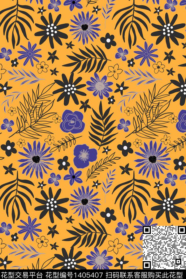 春夏华亿平台小碎花花卉植物传统印花华亿平台下载（图片编号: 1405407） - 瓦栏（Walan）