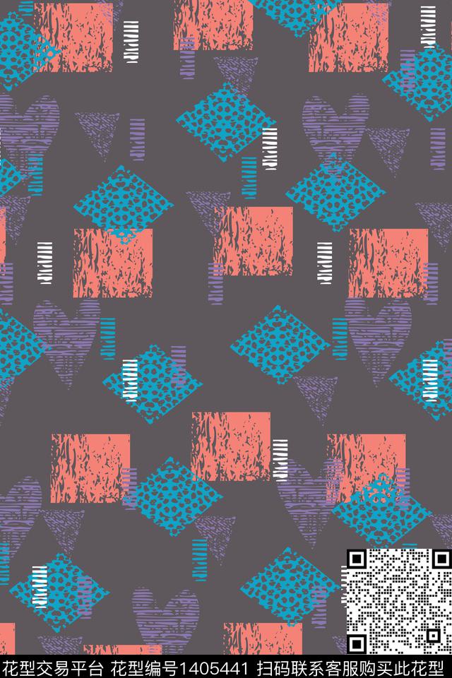 几何大牌风几何男装数码印花华亿平台下载（图片编号: 1405441） - 瓦栏（Walan）