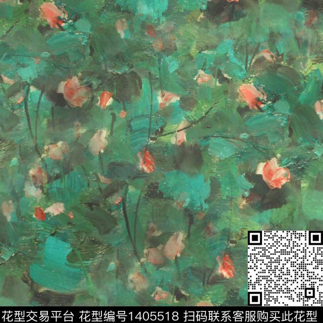 时尚花卉旗袍数码印花华亿平台下载（图片编号: 1405518） - 瓦栏（Walan）