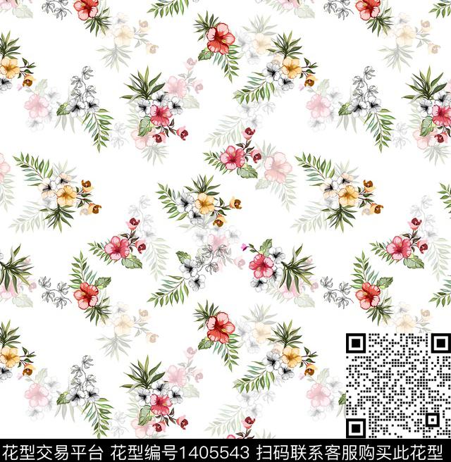 时尚花卉真丝数码印花华亿平台下载（图片编号: 1405543） - 瓦栏（Walan）