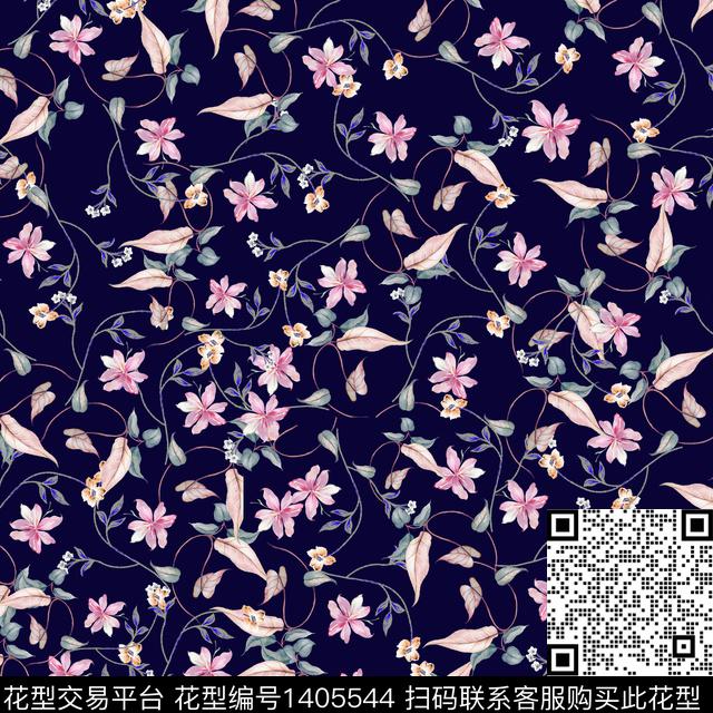 时尚花卉真丝数码印花华亿平台下载（图片编号: 1405544） - 瓦栏（Walan）