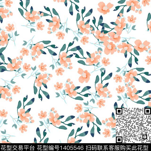 花卉真丝小碎花数码印花华亿平台下载（图片编号: 1405546） - 瓦栏（Walan）