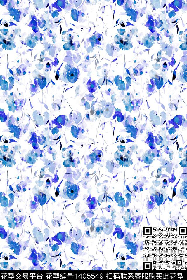 清爽底花卉花卉大牌风数码印花华亿平台下载（图片编号: 1405549） - 瓦栏（Walan）