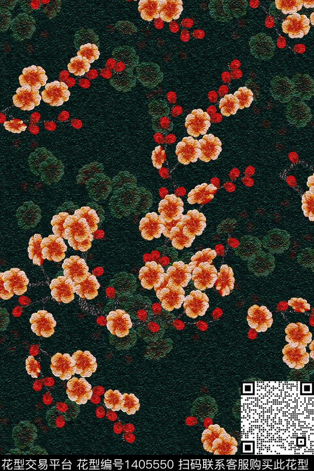 花卉旗袍香云纱数码印花华亿平台下载（图片编号: 1405550） - 瓦栏（Walan）