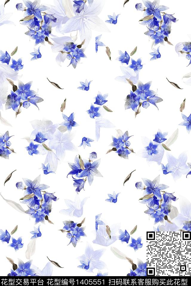 清爽底花卉花卉大牌风数码印花华亿平台下载（图片编号: 1405551） - 瓦栏（Walan）