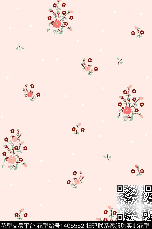 清爽底花卉花卉大牌风数码印花华亿平台下载（图片编号: 1405552） - 瓦栏（Walan）