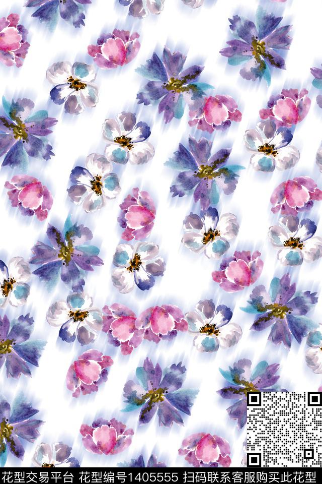 花卉大牌风小清新数码印花华亿平台下载（图片编号: 1405555） - 瓦栏（Walan）