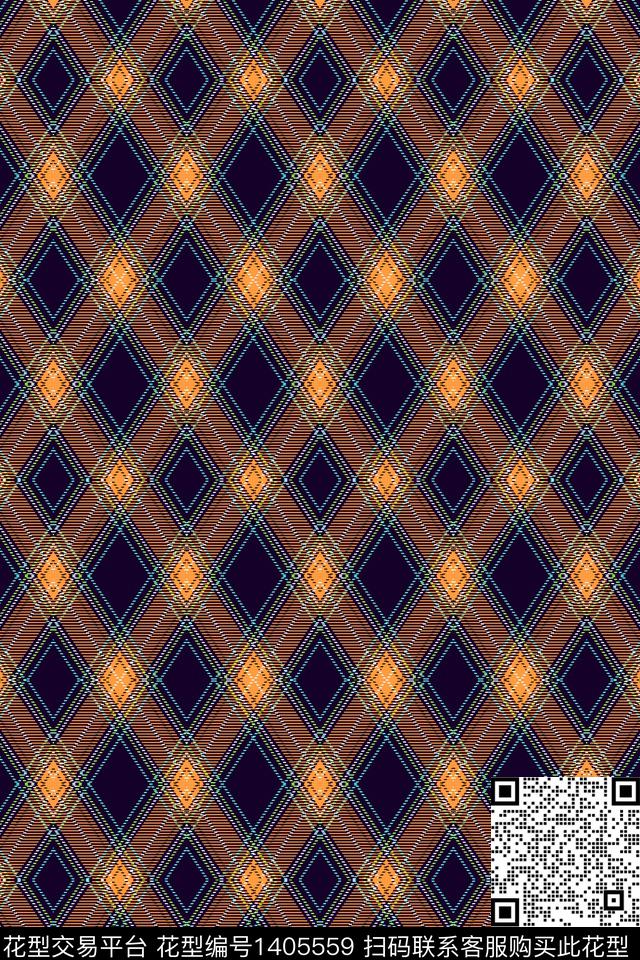 几何格子条纹数码印花华亿平台下载（图片编号: 1405559） - 瓦栏（Walan）