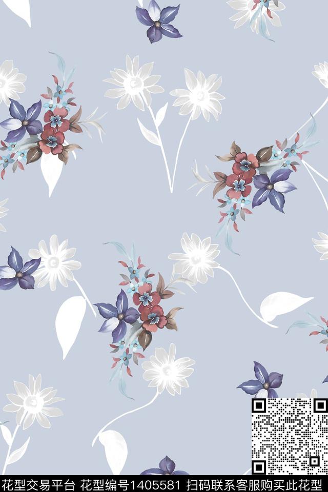 清爽底花卉花卉小清新数码印花华亿平台下载（图片编号: 1405581） - 瓦栏（Walan）