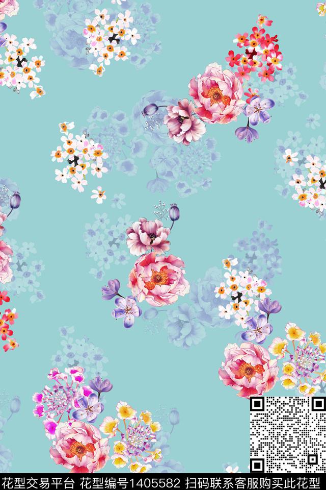 清爽底花卉花卉小清新数码印花华亿平台下载（图片编号: 1405582） - 瓦栏（Walan）