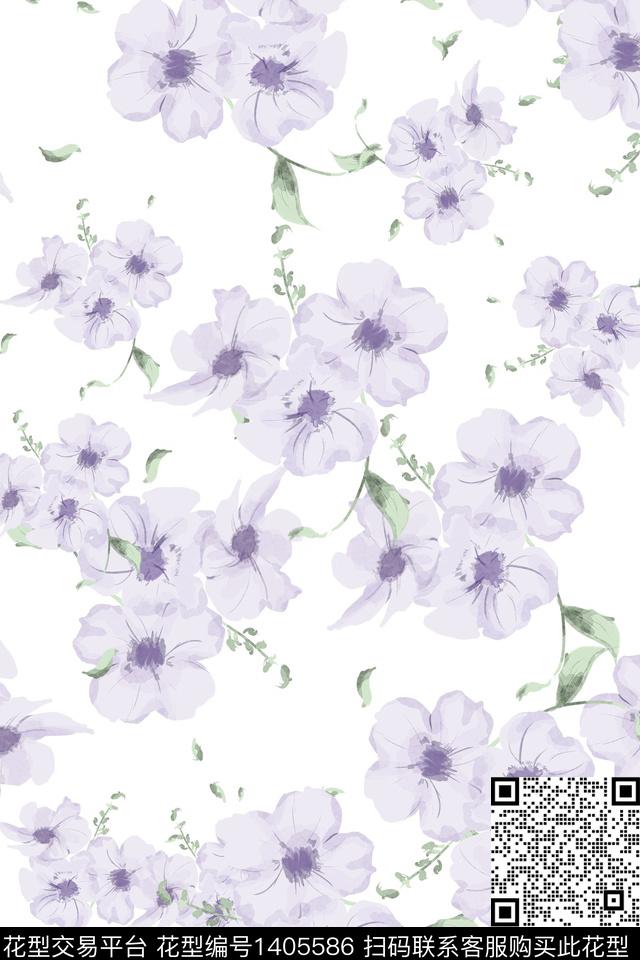 绿植树叶花卉小碎花数码印花华亿平台下载（图片编号: 1405586） - 瓦栏（Walan）