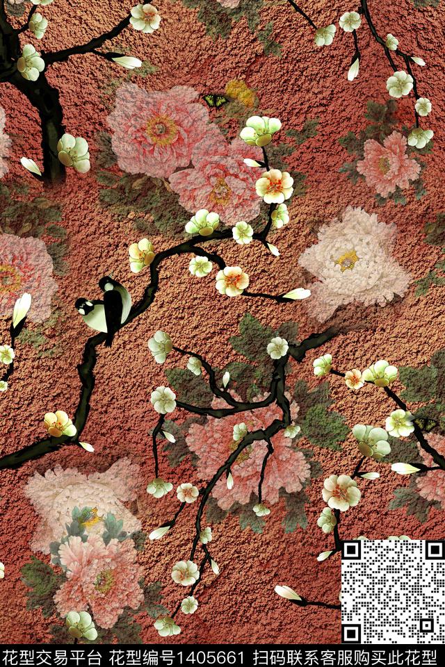 复古花卉中国风传统印花华亿平台下载（图片编号: 1405661） - 瓦栏（Walan）