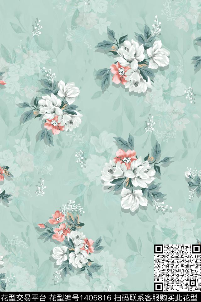 女装花卉真丝数码印花华亿平台下载（图片编号: 1405816） - 瓦栏（Walan）