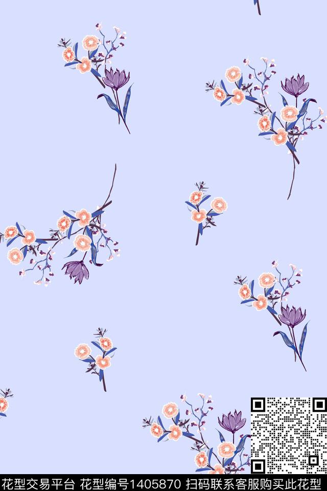 绿植树叶雪纺大牌风传统印花华亿平台下载（图片编号: 1405870） - 瓦栏（Walan）