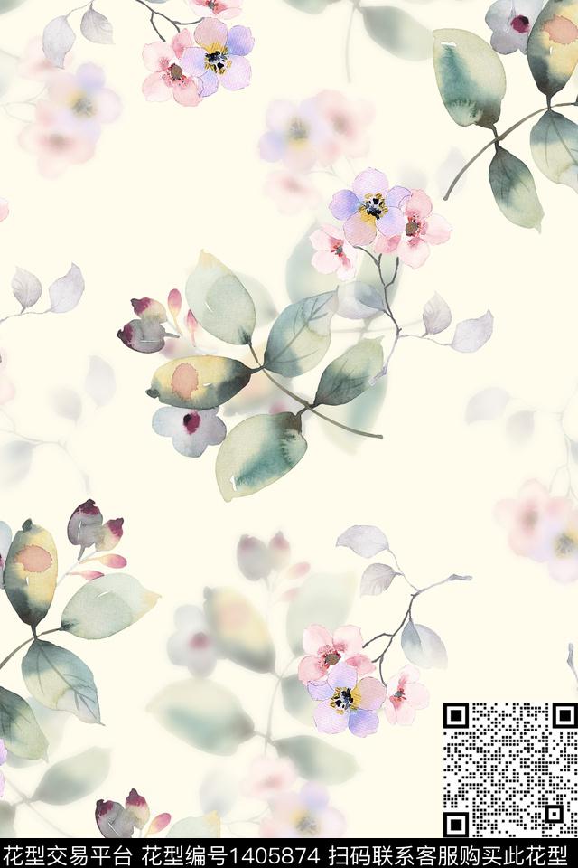 绿植树叶大牌风小清新数码印花华亿平台下载（图片编号: 1405874） - 瓦栏（Walan）