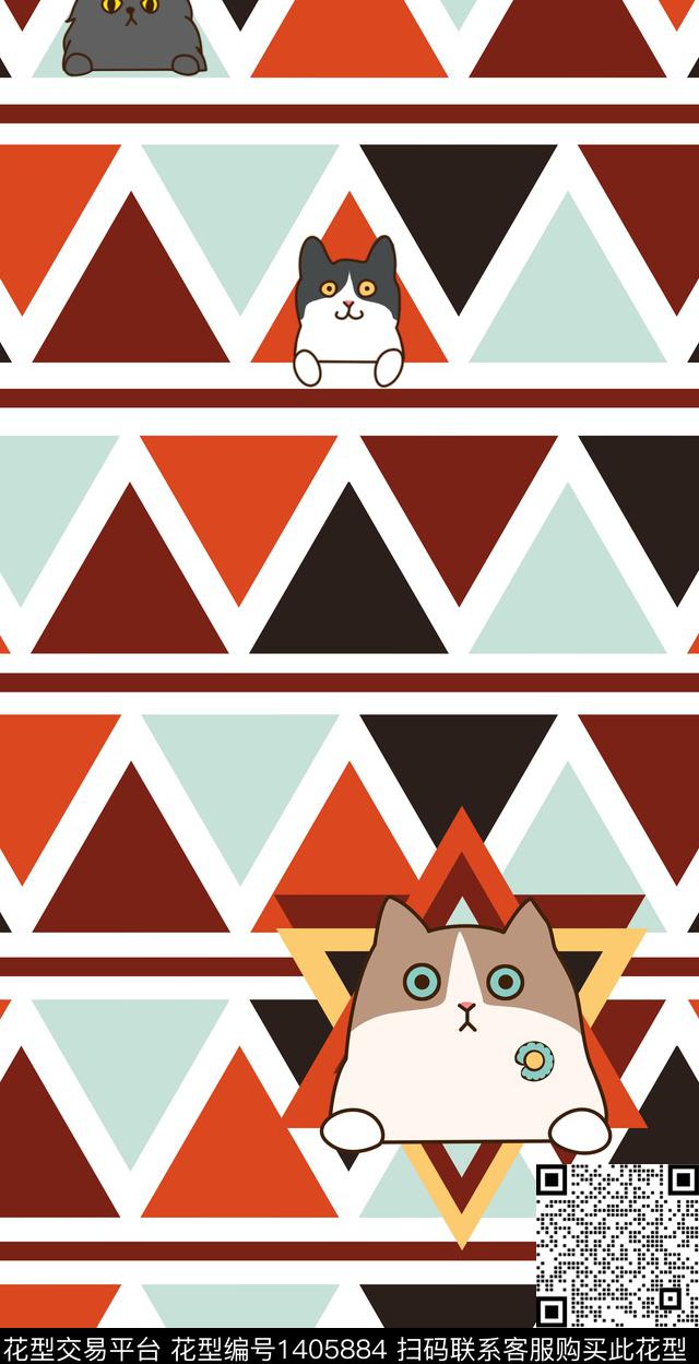 几何小清新卡通数码印花华亿平台下载（图片编号: 1405884） - 瓦栏（Walan）