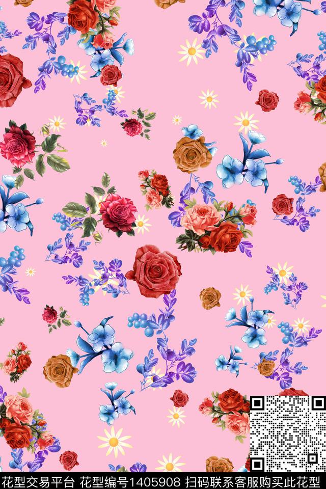 连衣裙花卉小碎花传统印花华亿平台下载（图片编号: 1405908） - 瓦栏（Walan）