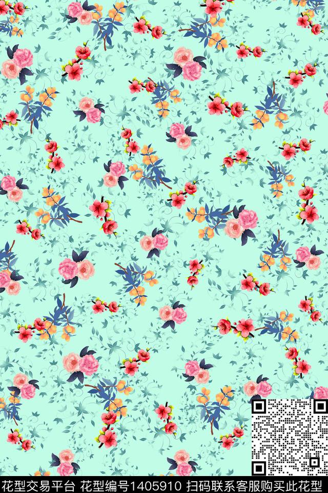 连衣裙花卉小碎花传统印花华亿平台下载（图片编号: 1405910） - 瓦栏（Walan）