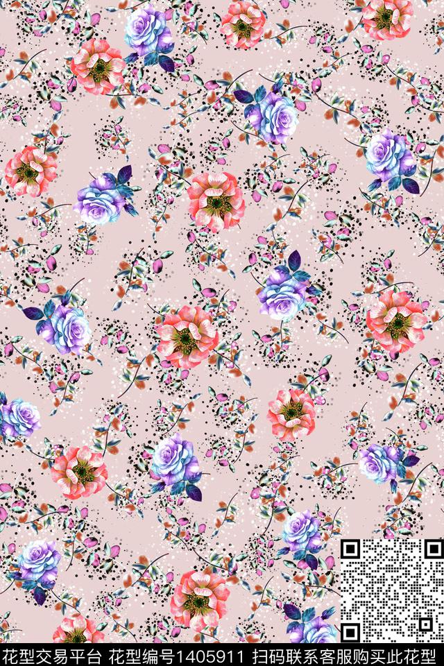 连衣裙花卉小碎花传统印花华亿平台下载（图片编号: 1405911） - 瓦栏（Walan）