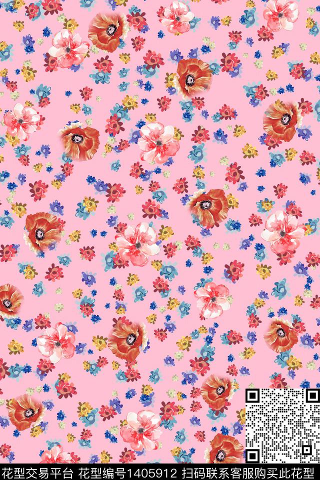 连衣裙花卉小碎花传统印花华亿平台下载（图片编号: 1405912） - 瓦栏（Walan）