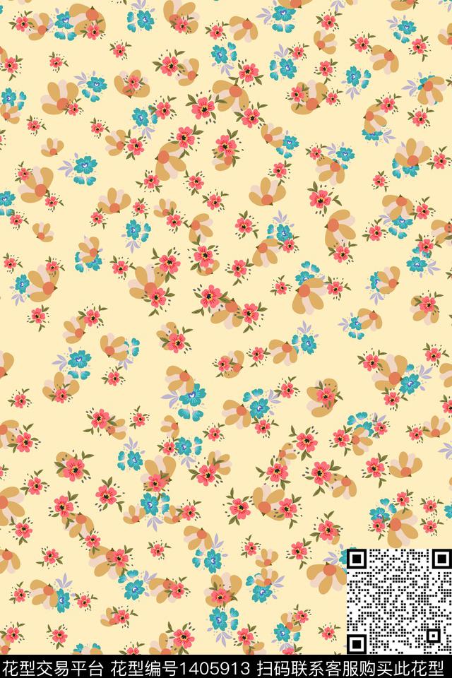 连衣裙花卉小碎花传统印花华亿平台下载（图片编号: 1405913） - 瓦栏（Walan）