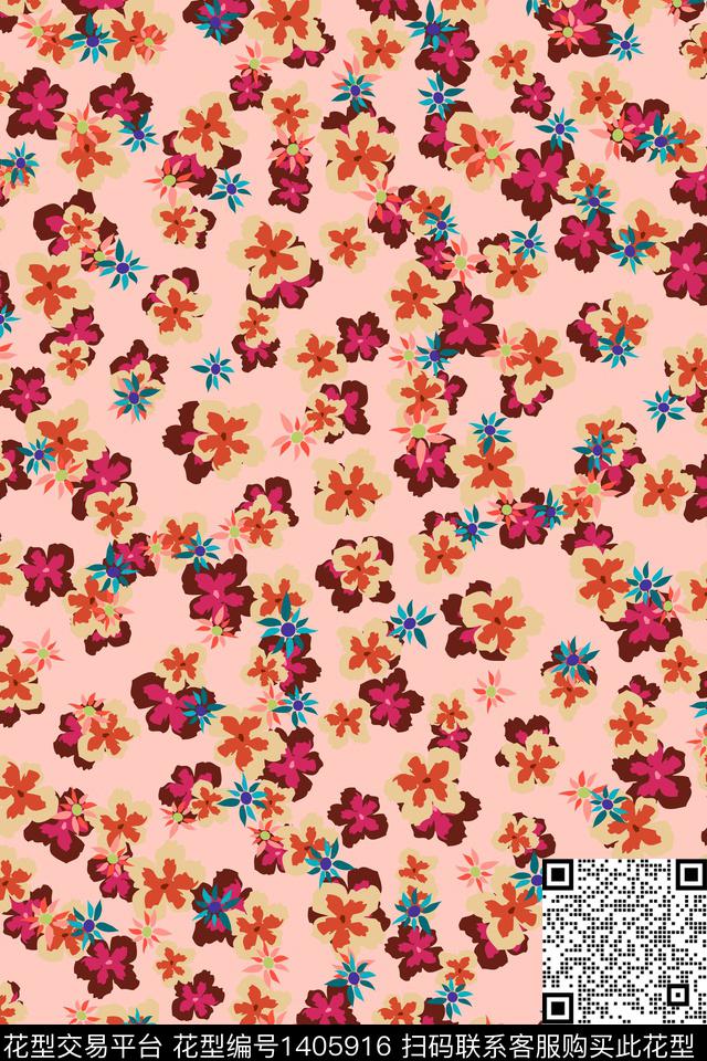 连衣裙花卉小碎花传统印花华亿平台下载（图片编号: 1405916） - 瓦栏（Walan）