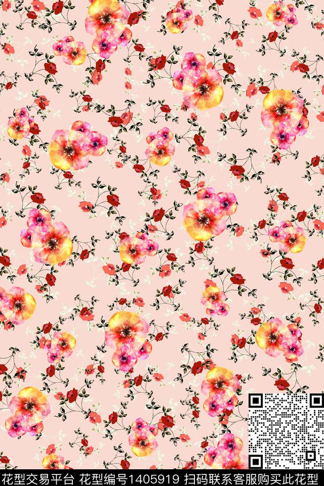 连衣裙花卉小碎花传统印花华亿平台下载（图片编号: 1405919） - 瓦栏（Walan）