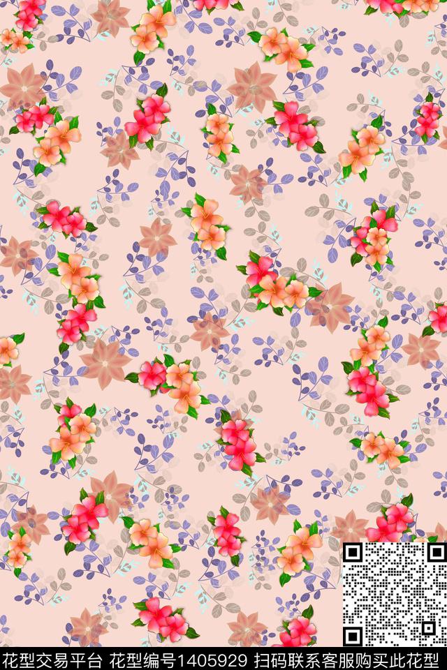 连衣裙花卉小碎花传统印花华亿平台下载（图片编号: 1405929） - 瓦栏（Walan）