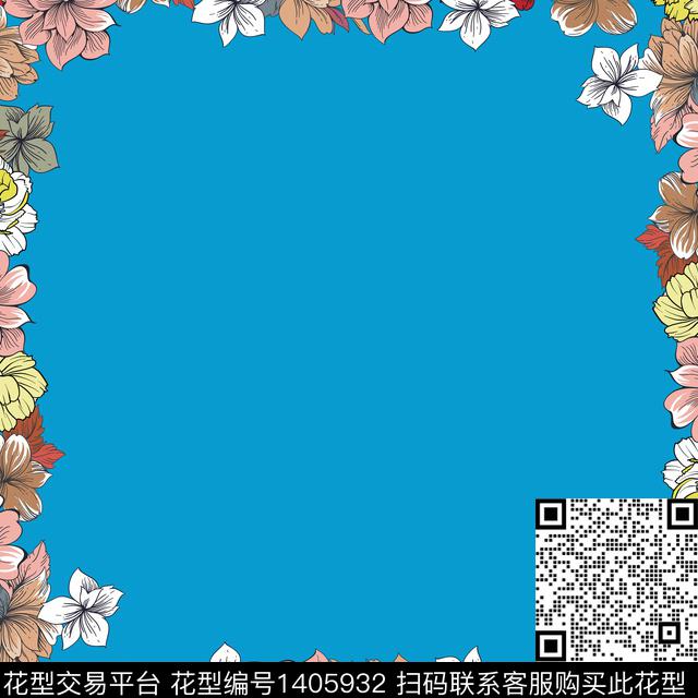 方巾清爽底花卉花卉传统印花华亿平台下载（图片编号: 1405932） - 瓦栏（Walan）