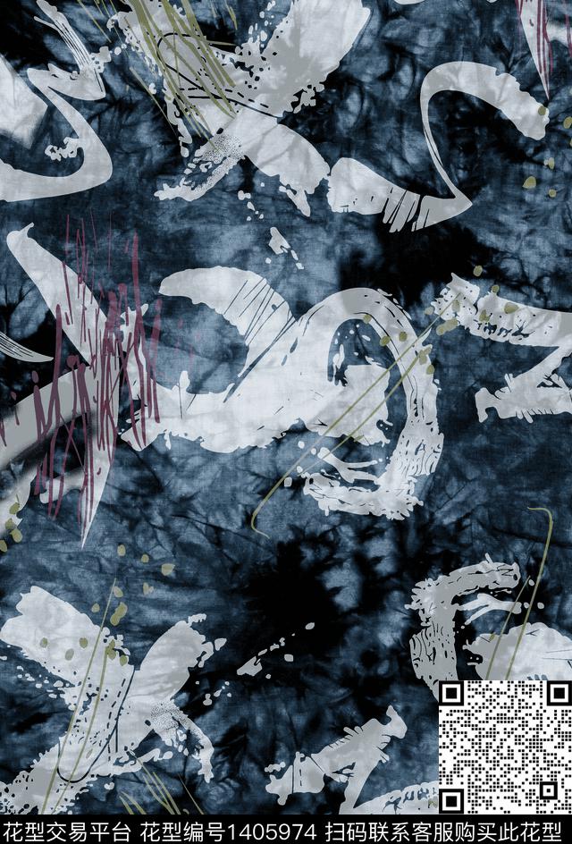 肌理男装抽象数码印花华亿平台下载（图片编号: 1405974） - 瓦栏（Walan）