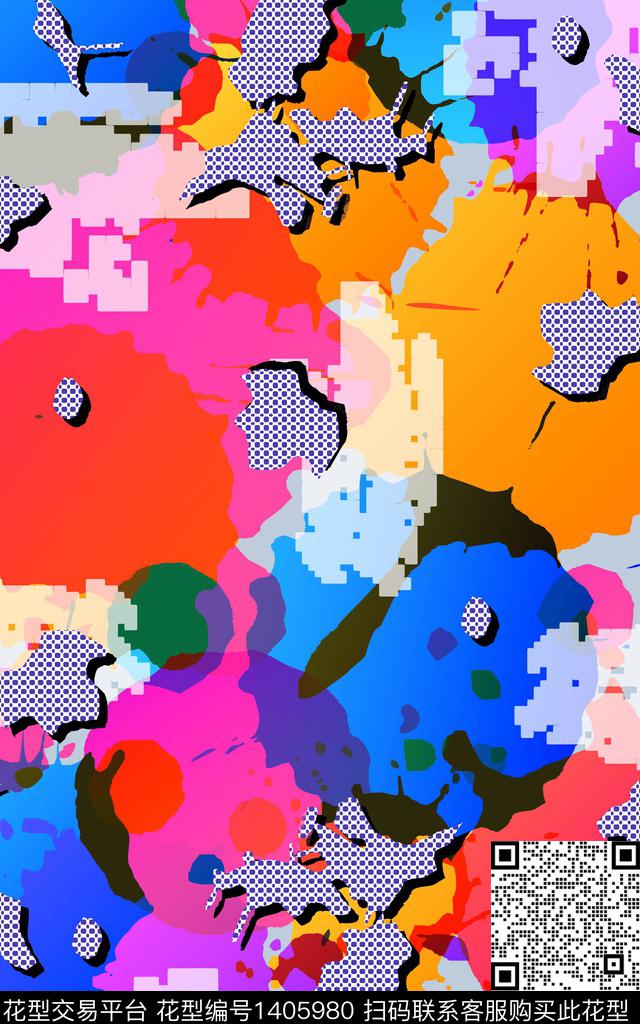 炫彩数码华亿平台满版散花数码印花华亿平台下载（图片编号: 1405980） - 瓦栏（Walan）