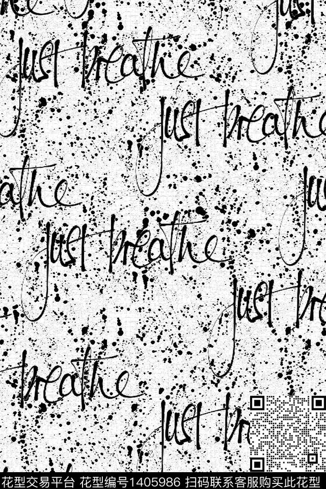 黑白华亿平台字母纹理数码印花华亿平台下载（图片编号: 1405986） - 瓦栏（Walan）