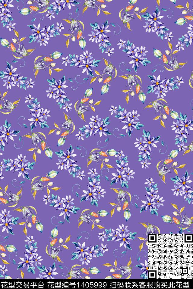 花卉大牌风小清新数码印花华亿平台下载（图片编号: 1405999） - 瓦栏（Walan）