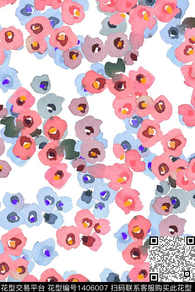 肌理花卉大牌风数码印花华亿平台下载（图片编号: 1406007） - 瓦栏（Walan）