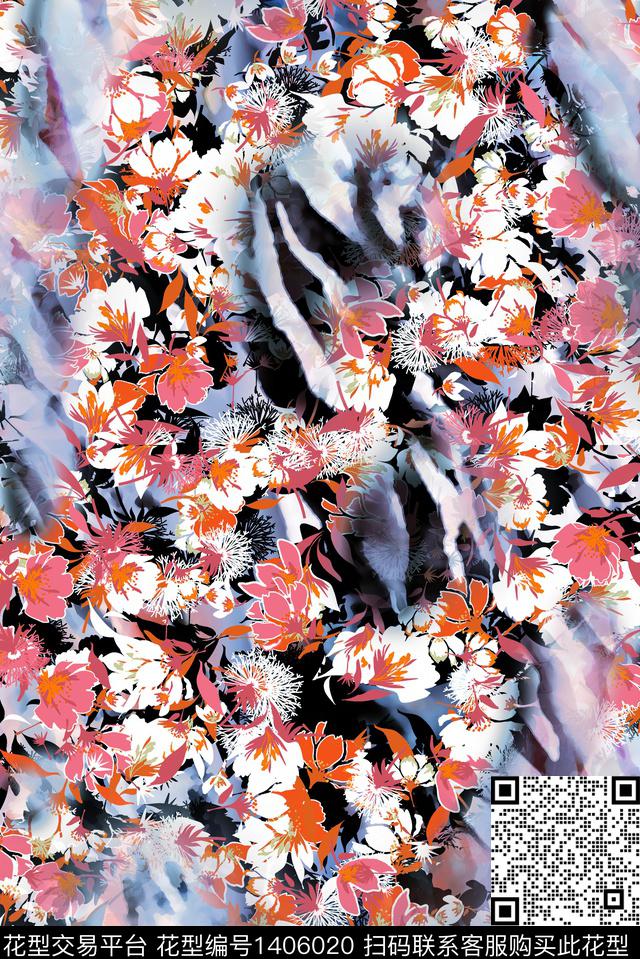 线条朋克奢华数码印花华亿平台下载（图片编号: 1406020） - 瓦栏（Walan）