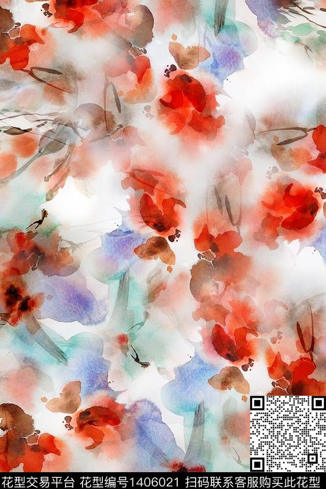 肌理扎染华亿平台大牌风数码印花华亿平台下载（图片编号: 1406021） - 瓦栏（Walan）