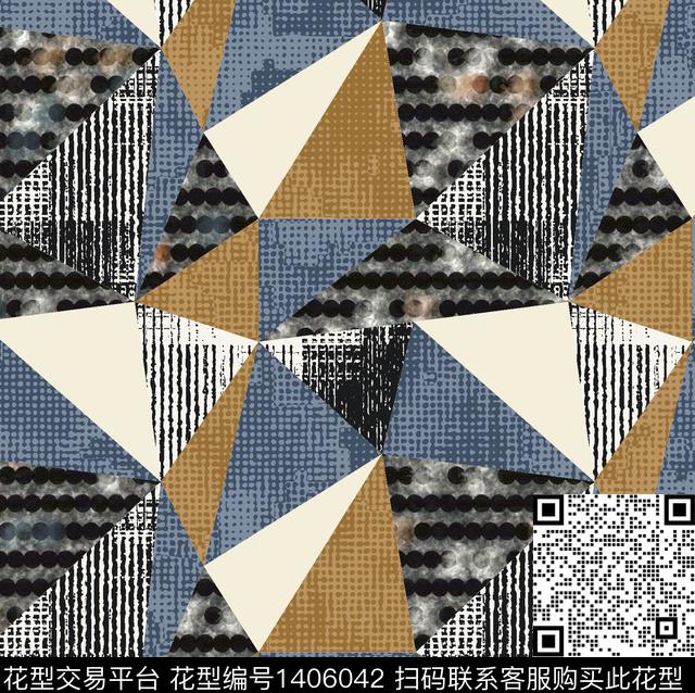 几何大牌风抽象数码印花华亿平台下载（图片编号: 1406042） - 瓦栏（Walan）